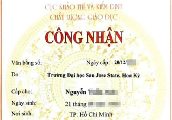 công nhận văn bằng nước ngoài