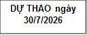 DỰ THẢO ngày 30/7/2026